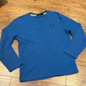 CAT workwear Kids Blue waffle Long Sleeve Shirt size L